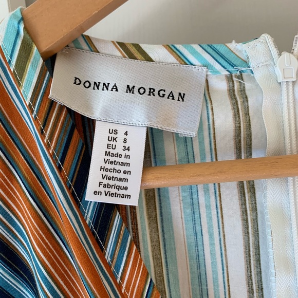 Donna Morgan Striped Tie Waist Flounce Hem Dress - Picture 9 of 11